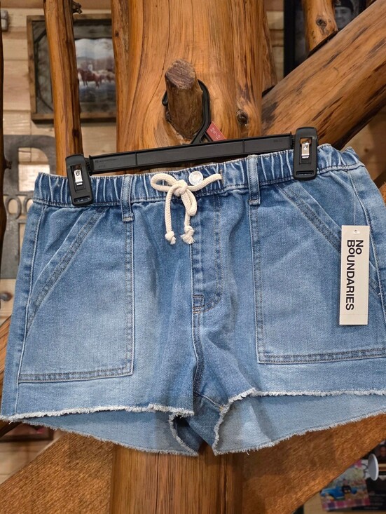 No Boundaries Pants - No Boundaries Light Blue Denim Drawstring Shorts
